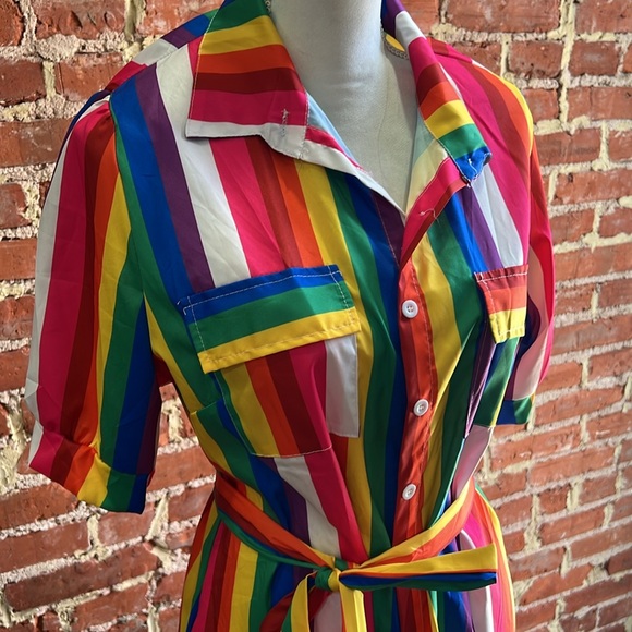 RAINBOW BUTTON DOWN DRESS - Picture 2 of 8
